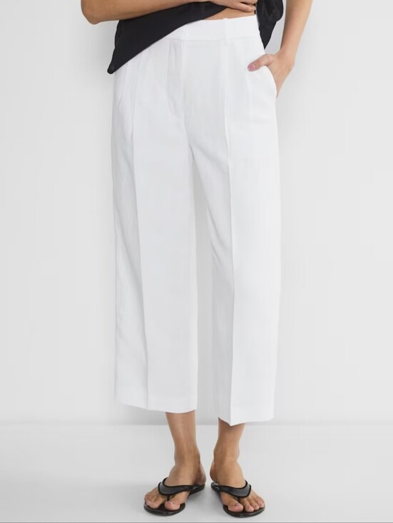 Wilfred Pants - Wilfred White Cropped Wide-Leg Trousers with Front Crease